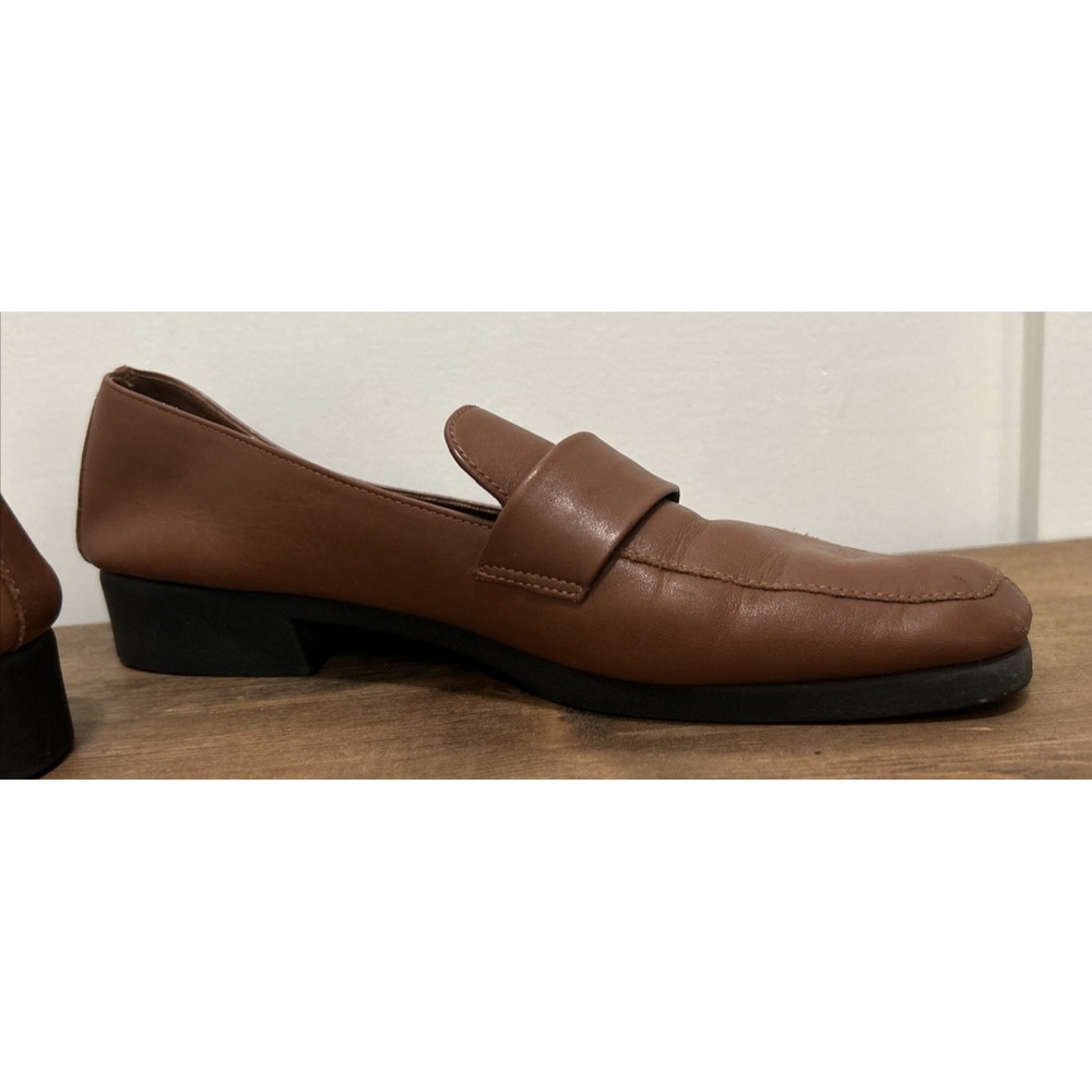 VINTAGE Aerosole Whats What Womens Sz 7 M Slip On Leather Shoes Mr Softees Brown